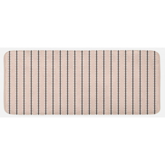 Geometric Kitchen Mat, Peach Colored Diamond Shapes on Cream Background Simplistic Diagonal Tile Print, Plush Decorative Kitchen Mat with Non Slip Backing, 47" X 19", Peach Cream, by Ambesonne