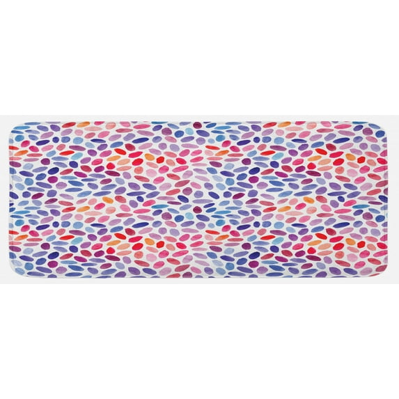 Geometric Kitchen Mat, Trippy Abstract Watercolor Mix Funky Structured Hand Drawn Print, Plush Decorative Kitchen Mat with Non Slip Backing, 47" X 19", Multicolor, by Ambesonne