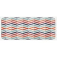 thumbnail image 1 of Geometric Kitchen Mat, Zig Zag Lines Chevron Stripes Going up and down with Optic Effect Image, Plush Decorative Kitchen Mat with Non Slip Backing, 47" X 19", Blue Orange Red, by Ambesonne, 1 of 1