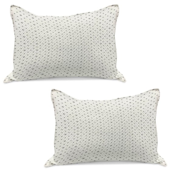 Geometric Knitted Quilt Pillowcover Set of 2, Abstract Modern Design with Hexagons with Circles Rounds Geometrical Art, Standard Queen Pillow Sham Bedroom, 30" x 20", Black and White, by Ambesonne