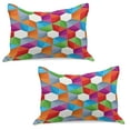 thumbnail image 1 of Geometric Knitted Quilt Pillowcover Set of 2, Colorful Retro Geometric Triangle and Polygonal Mosaic Pattern Interior Design, Standard Queen Pillow Sham Bedroom, 30" x 20", Multicolor, by Ambesonne, 1 of 1