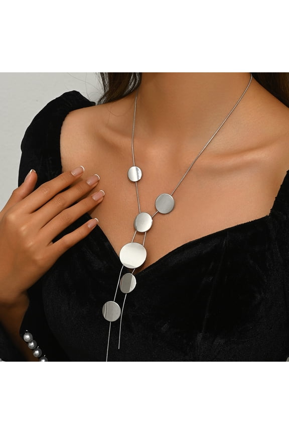Geometric Ladies' Long Necklace Circular Design