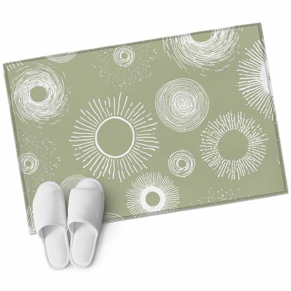 Geometric Large Area Rugs for Bedroom Living Room, Soft Non Slip Carpet Bedside Rug, Abstract Sage Green White Boho Circle Dot Rectangular Floor Cover Kitchen Accent Rug 2'x3' for Dining Room/Office
