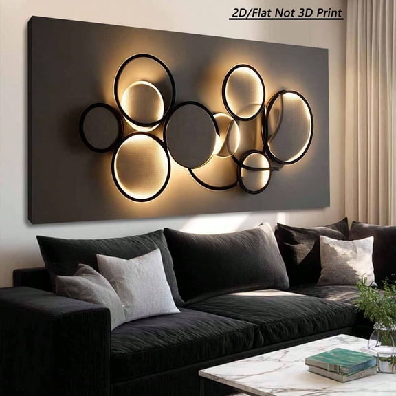 Geometric Large Canvas Wall Art, Gallery Wrap Stretched Canvas Print with Wrap Around Frame, Modern Artwork for Living Room and Bedroom, Ideal Gift for Family