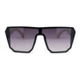 thumbnail image 1 of Geometric Large Shield Mirror Lens Bamboo Wood Arm Retro Sunglasses Matte Black - Smoke, 1 of 4