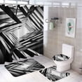 thumbnail image 1 of Geometric Lattice 4 Piece Shower Curtain Sets, with Non-Slip Rugs, Toilet Lid Cover And Bath Mat, for Bathroom Decor Set, 1 of 8