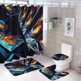 thumbnail image 1 of Geometric Lattice 4 Piece Shower Curtain Sets, with Non-Slip Rugs, Toilet Lid Cover And Bath Mat, for Bathroom Decor Set, 1 of 8