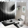 thumbnail image 1 of Geometric Lattice Bathroom Sets with Shower Curtain And Rugs, Incl with 12 Hooks，Toilet Lid Oval Rug, 1 of 8