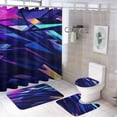 thumbnail image 1 of Geometric Lattice Bathroom Sets with Shower Curtain And Rugs, Incl with 12 Hooks，Toilet Lid Oval Rug, 1 of 8