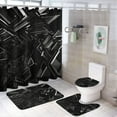 thumbnail image 1 of Geometric Lattice Bathroom Sets with Shower Curtain And Rugs, Incl with 12 Hooks，Toilet Lid Oval Rug, 1 of 8