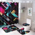 thumbnail image 1 of Geometric Lattice Bathroom Sets with Shower Curtain And Rugs, Incl with 12 Hooks，Toilet Lid Oval Rug, 1 of 8