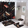 thumbnail image 1 of Geometric Lattice Bathroom Sets with Shower Curtain And Rugs, Incl with 12 Hooks，Toilet Lid Oval Rug, 1 of 8