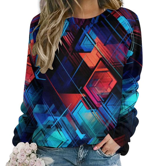 Geometric Lattice Mom Sweatshirt For Women Long Sleeve Pullover