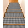 thumbnail image 1 of Geometric Lattice, Stair Treads for Wooden Steps Indoor Runner Rug Carpet, Black Grey Classic Farmhouse Plaid 7 Pieces Peel and Stick Staircase Step Treads Covers Washable Throw Door Mats, 30"x8", 1 of 6