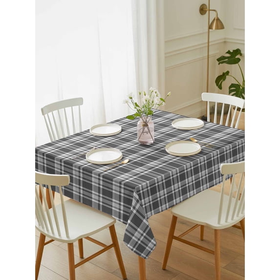 Geometric Lattice, Tablecloth Rectangle Table Cloth 60x102, Waterproof Tablecloth Outdoor Table Cloth, Black Grey Classic Farmhouse Plaid Washable Table Cover for Kitchen Dinning Party