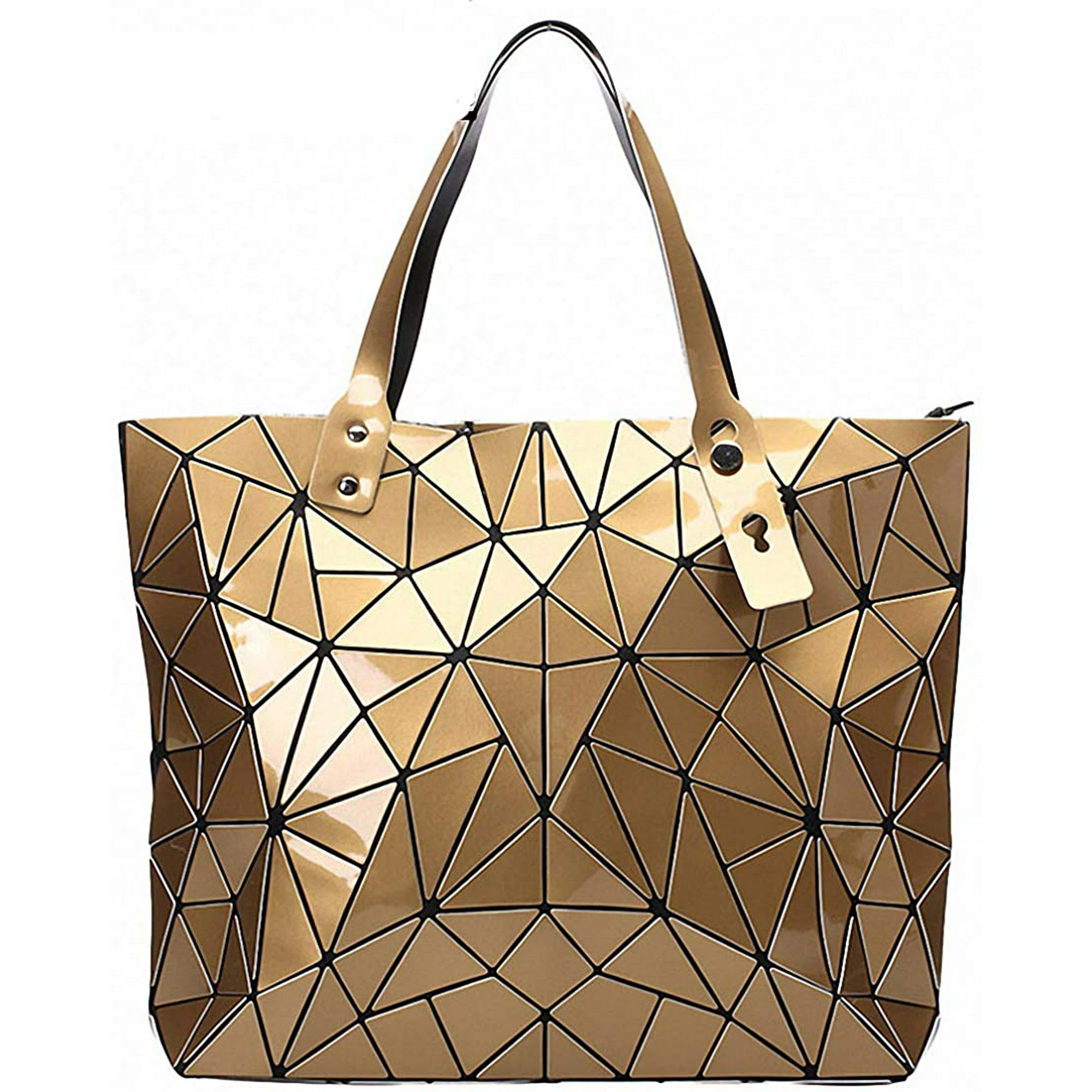  Geometric Lattice Top-handle Handbag for Women Matte