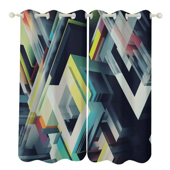 Geometric Lattice Window Curtain Panels Grommet Blackout Curtains Blackout Curtains for Living Room