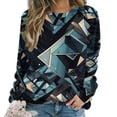 thumbnail image 1 of Geometric Lattice Womens Casual Crewneck Sweatshirt Long Sleeve Tops Cute Pullover Loose Fit, 1 of 7