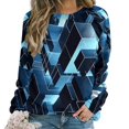 thumbnail image 1 of Geometric Lattice Womens Casual Crewneck Sweatshirt Long Sleeve Tops Cute Pullover Loose Fit, 1 of 7