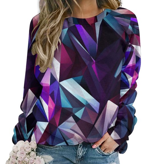 Geometric Lattice Womens Oversized Sweatshirts Hoodies Crewneck Casual Tops Comfy FallWinter Clothes 2024