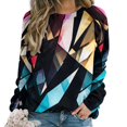 thumbnail image 1 of Geometric Lattice Womens Oversized Sweatshirts Hoodies Crewneck Casual Tops Comfy FallWinter Clothes 2024, 1 of 7
