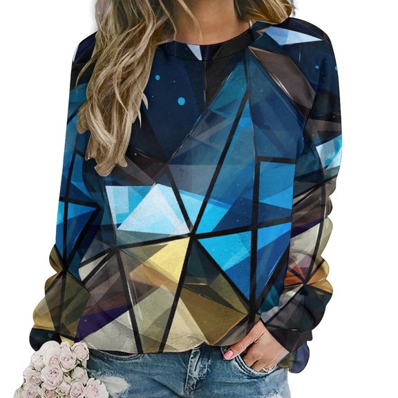 Geometric Lattice Womens Oversized Sweatshirts Hoodies Crewneck Casual Tops Comfy FallWinter Clothes 2024