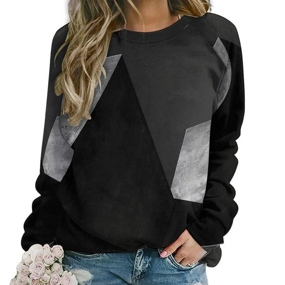 Geometric Lattice Womens Oversized Sweatshirts Hoodies Crewneck Casual Tops Comfy FallWinter Clothes 2024