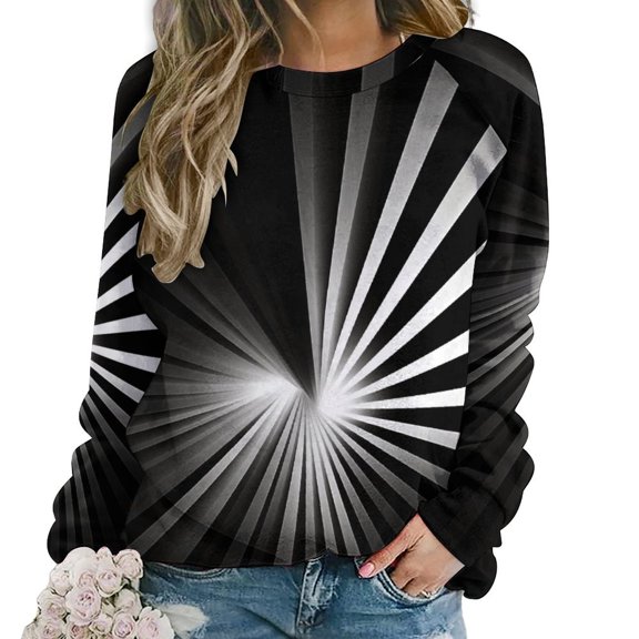 Geometric Lattice Womens Oversized Sweatshirts Hoodies Crewneck Casual Tops Comfy FallWinter Clothes 2024