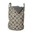 thumbnail image 1 of Geometric Laundry Bag, Abstract Mosaic with Half Spirals Forming Digital Circle Lace Display, Basket with Handles Drawstring Closure for Laundromats, 13" x 19", Sepia Ruby Dark Blue, by Ambesonne, 1 of 4
