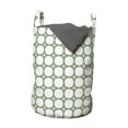 thumbnail image 1 of Geometric Laundry Bag, Abstract Ornamental Stars and Circles Shapes in Recurring Design, Basket with Handles Drawstring Closure for Laundromats, 13" x 19", Laurel Green Taupe White, by Ambesonne, 1 of 4