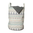 thumbnail image 1 of Geometric Laundry Bag, Aztec Motifs Triangles Squares Folk Inspiration Tribal Image, Hamper Basket with Handles Drawstring Closure for Laundromats, 13" x 19", Mint Dark Blue Peach, by Ambesonne, 1 of 4