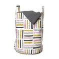 thumbnail image 1 of Geometric Laundry Bag, Distorted Rectangle Stripes and Polka Dots Modern Pastel Design, Basket with Handles Drawstring Closure for Laundromats, 13" x 19", Blush Dark Grey and Mustard, by Ambesonne, 1 of 4