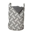 thumbnail image 1 of Geometric Laundry Bag, Freehand Stripes Brush Strokes Pattern Ink Art Monochrome Ornate Design, Hamper Basket with Handles Drawstring Closure for Laundromats, 13" x 19", Ivory and Black, by Ambesonne, 1 of 4