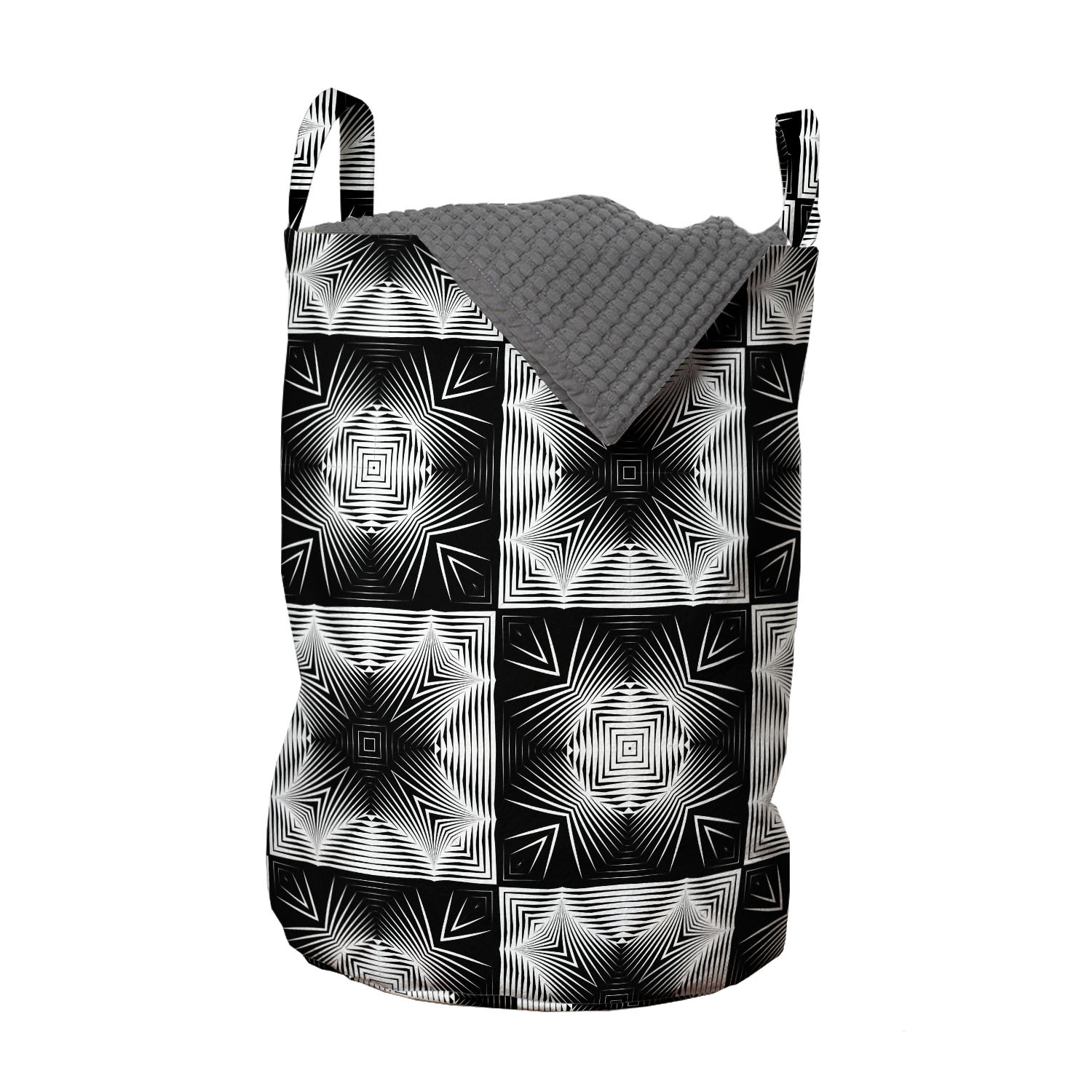 Gray Geometric Pattern Backpack with Drawstring Closure Shop for Green Convenience: Explore Our Upcycled Drawstring  main image 3