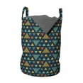 thumbnail image 1 of Geometric Laundry Bag, Illustration of Repetitive Irregularly Triangular Shaped Motifs, Basket with Handles Drawstring Closure for Laundromats, 13" x 19", Dark Teal and Multicolor, by Ambesonne, 1 of 4