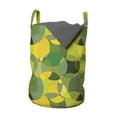 thumbnail image 1 of Geometric Laundry Bag, Modern Design of Natural Abstract Circles, Hamper Basket with Handles Drawstring Closure for Laundromats, 13" x 19", Green Mustard, by Ambesonne, 1 of 4