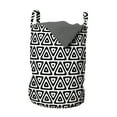 thumbnail image 1 of Geometric Laundry Bag, Modern Style Abstract Monochrome Triangles on Plain Backdrop Art Print, Basket with Handles Drawstring Closure for Laundromats, 13" x 19", White Charcoal Grey, by Ambesonne, 1 of 4