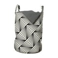 thumbnail image 1 of Geometric Laundry Bag, Repeating Triangular Shapes in Geometric Forms and Bohemian Effects, Basket with Handles Drawstring Closure for Laundromats, 13" x 19", Ivory and Charcoal Grey, by Ambesonne, 1 of 4