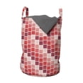 thumbnail image 1 of Geometric Laundry Bag, Tile Rectangle Square Cube Vertical Lines Geometrical Shapes Periodic, Basket with Handles Drawstring Closure for Laundromats, 13" x 19", Coral Rose Dried Rose, by Ambesonne, 1 of 4
