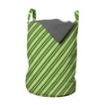 thumbnail image 1 of Geometric Laundry Bag, Traditional Irish Striped Pattern Happy St. Patrick's Day Theme, Hamper Basket with Handles Drawstring Closure for Laundromats, 13" x 19", Lime Green Dark Green, by Ambesonne, 1 of 4