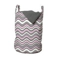 thumbnail image 1 of Geometric Laundry Bag, Wavy Horizontal Stripes Ocean Pattern Abstract Inspirations Sea Effect, Basket with Handles Drawstring Closure for Laundromats, 13" x 19", Warm Taupe Pink Cream, by Ambesonne, 1 of 4