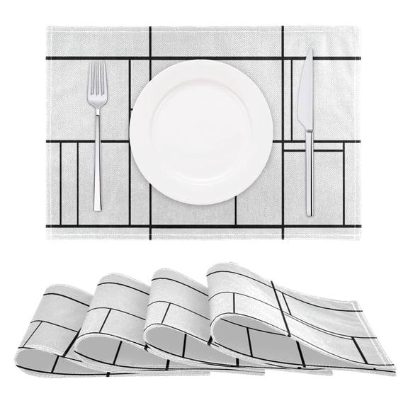 Geometric Layout Design Reversible Placemat Non Slip Coffee Mat 18x12 Inch for Dining, Kitchen, Coffee