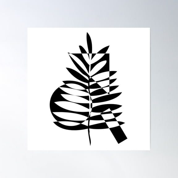 Geometric Leaf Poster Wall Art, Modern Wall Decor For Living Room Bedroom, 8x12 UNFRAMED