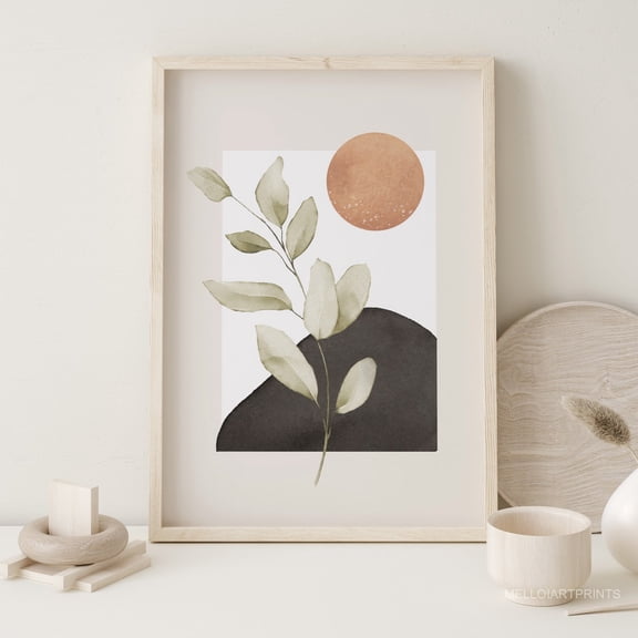 Geometric Leaf Wall Art Print, Modern Botanical Decor