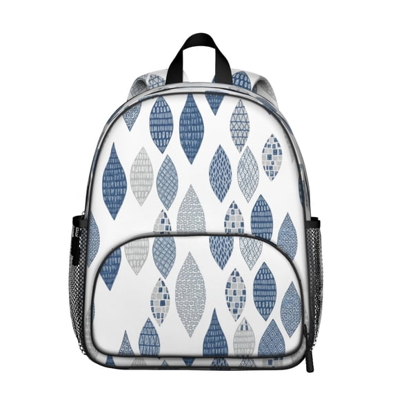 Geometric Leaf White Pattern Backpack for School, Cute School Bag with Adjustable Shoulder Straps and Padded Back, 13.8"x11.4"x6"
