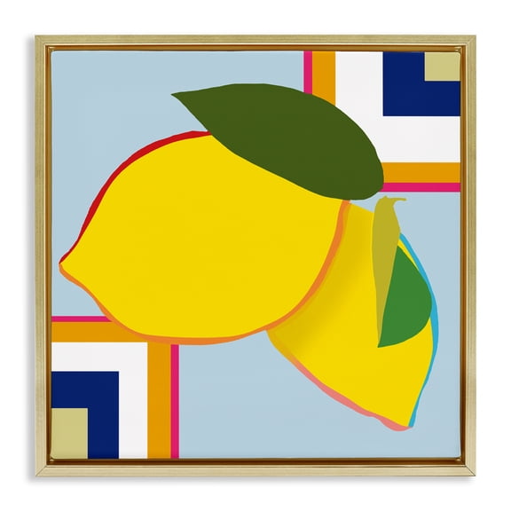 Stupell Industries Geometric Lemon Fruit Gold Framed Floater Canvas Wall Art, design by Daniela Santiago, 25 x 25