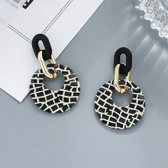 Geometric Leopard Print Round Drop Dangle Versatile Earrings For Women Fashion Jewelry