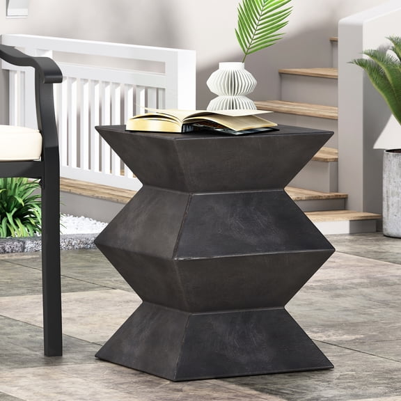 Geometric Lightweight Concrete Side Table - Copper Colored, Outdoor Use, 15.15"w X 15.15"d 20.47"h, And Attractive Modern Sideboard Shape, Copper, Practical