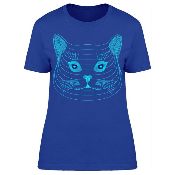 Geometric Line Design Cat Face T-Shirt Women -Image by Shutterstock, Female Medium