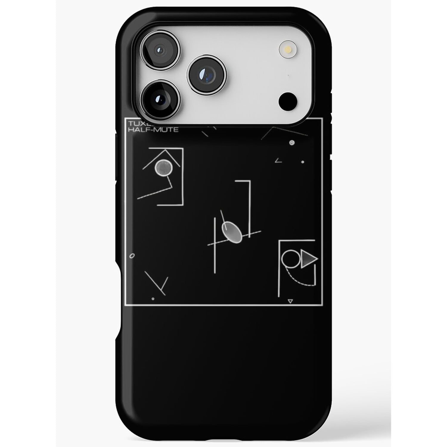 Geometric Line Face Black and White Tough Phone Case, Dual-Layer ...